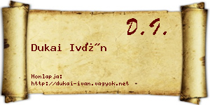 Dukai Iván névjegykártya